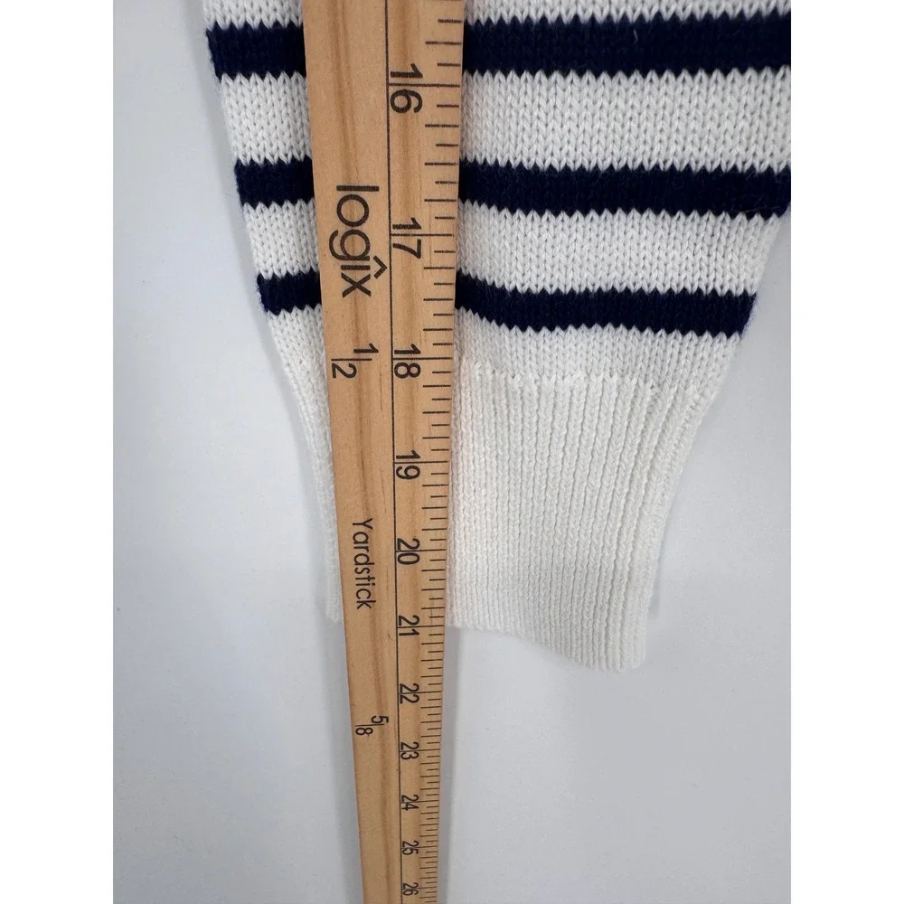 Crewcuts Striped Mockneck Sweater Kids XL 12-14 White Navy Blue Preppy Classic